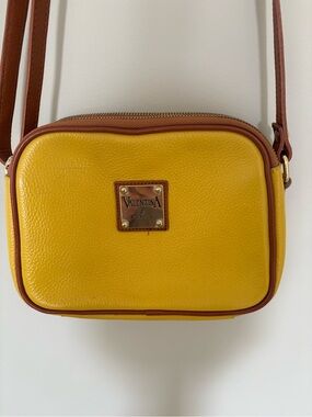 Valentina Italy Designer Yellow Leather Crossbody Bag Purse Handbag